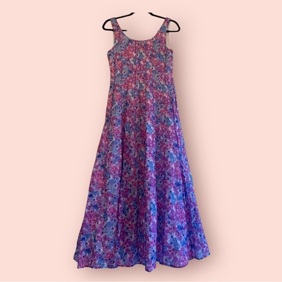 NICHOLAS ORCHID FLORAL LINED MAX SIZE 10 PINK BLUE A-LINE SLEEVELESS DRESS - Picture 7 of 13